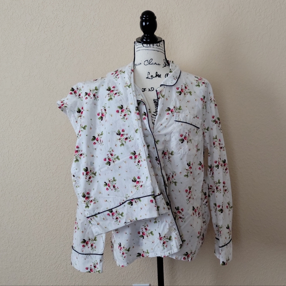 J.Crew Strawberry Pajama Set, Size L